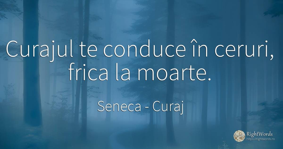 Curajul te conduce in ceruri, frica la moarte. - Seneca (Seneca The Younger), citat despre curaj, cer, frică, moarte