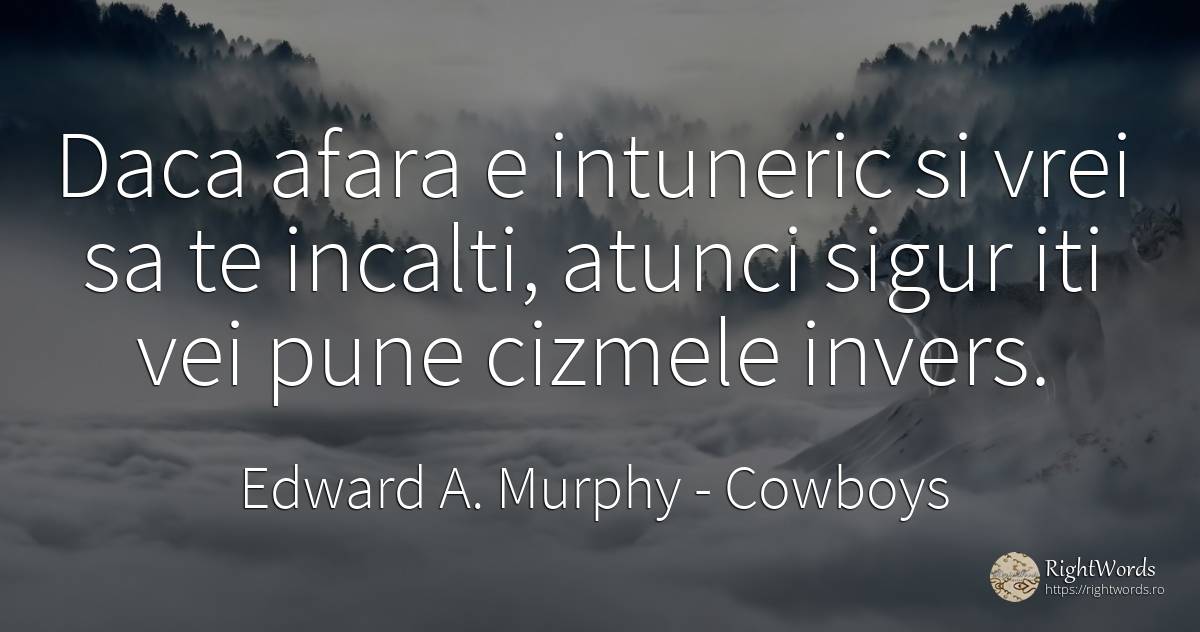Daca afara e intuneric si vrei sa te incalti, atunci... - Edward A. Murphy, citat despre cowboys, întuneric, siguranță