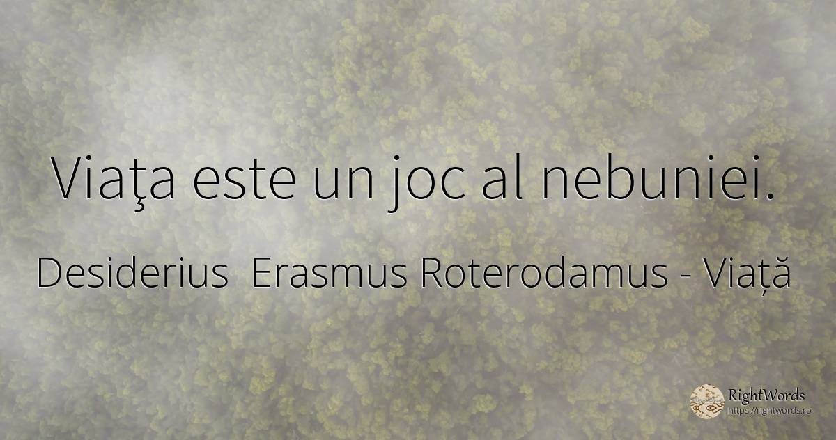 Viaţa este un joc al nebuniei. - Erasmus din Rotterdam, citat despre viață