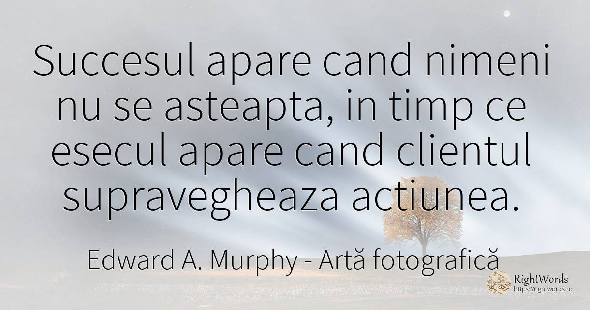 Succesul apare cand nimeni nu se asteapta, in timp ce... - Edward A. Murphy, citat despre artă fotografică, eșec, succes, timp
