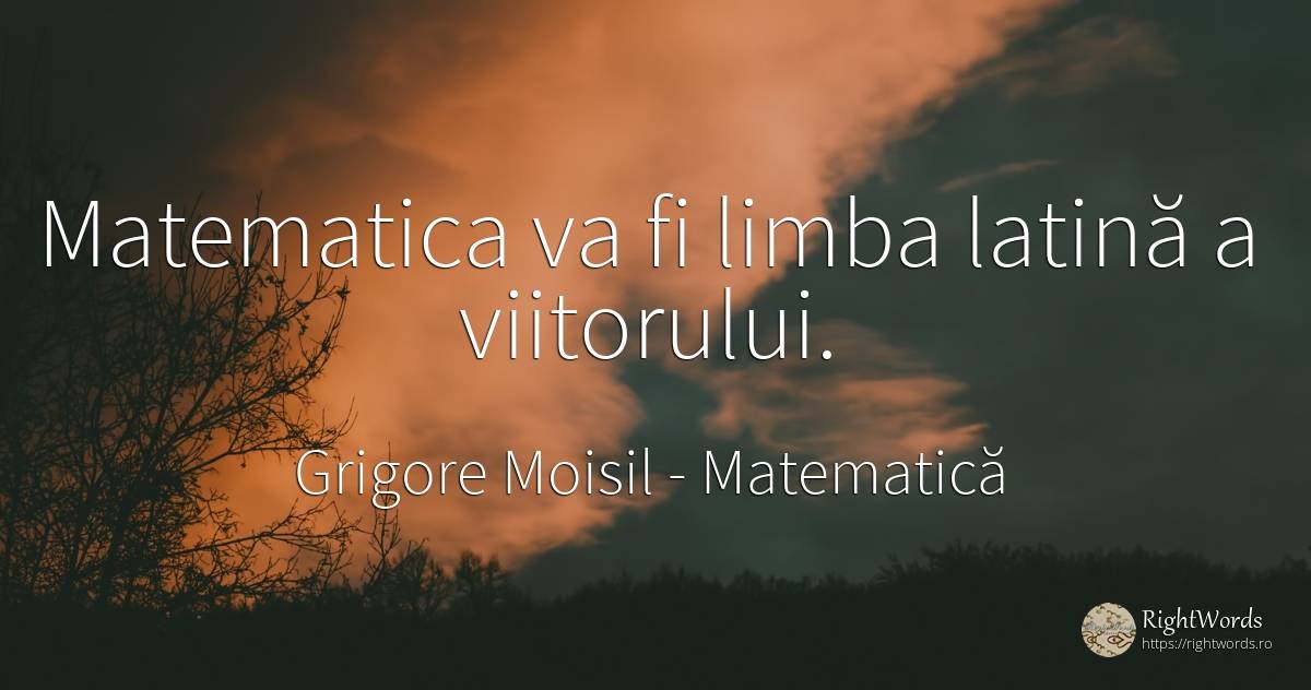 Matematica va fi limba latină a viitorului. - Grigore Moisil, citat despre matematică, limbă