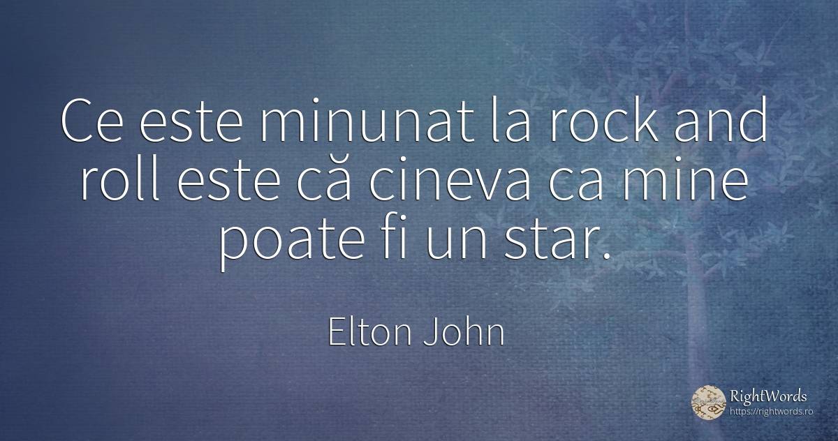 Ce este minunat la rock and roll este că cineva ca mine... - Elton John, citat despre muzică