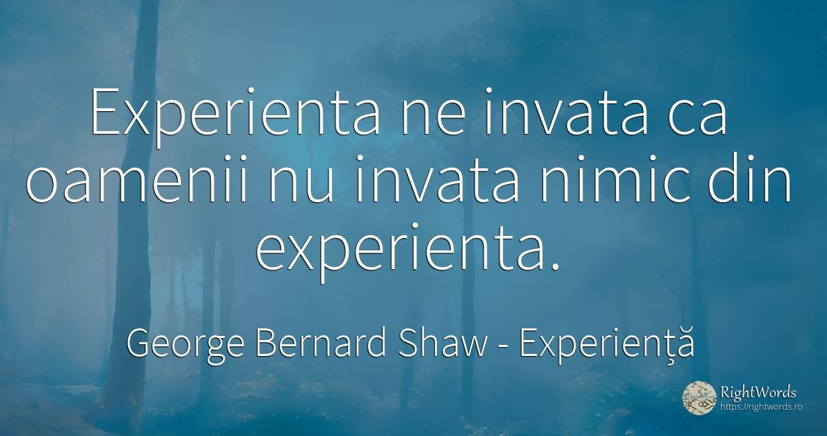 Experienta ne invata ca oamenii nu invata nimic din... - George Bernard Shaw, citat despre experiență, oameni, nimic