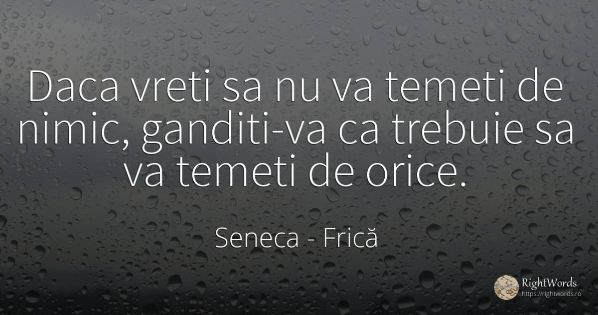 Daca vreti sa nu va temeti de nimic, ganditi-va ca... - Seneca (Seneca The Younger), citat despre frică, nimic