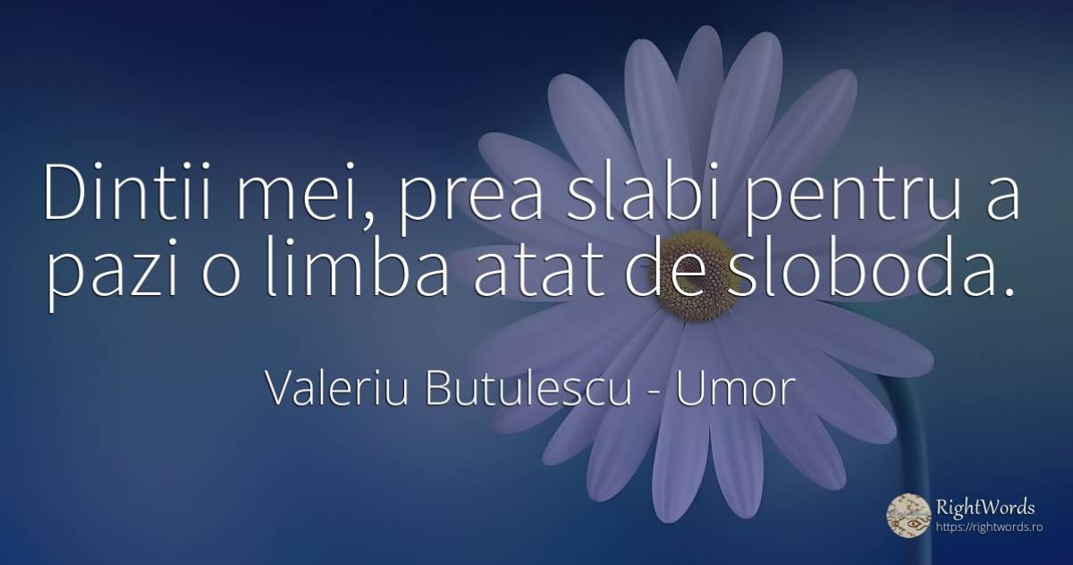 Dintii mei, prea slabi pentru a pazi o limba atat de... - Valeriu Butulescu, citat despre umor, bucurie, limbă
