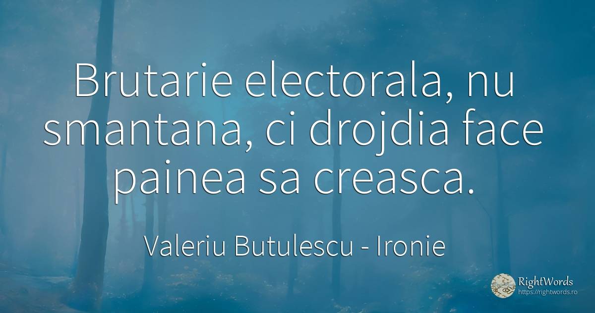Brutarie electorala, nu smantana, ci drojdia face painea... - Valeriu Butulescu, citat despre ironie