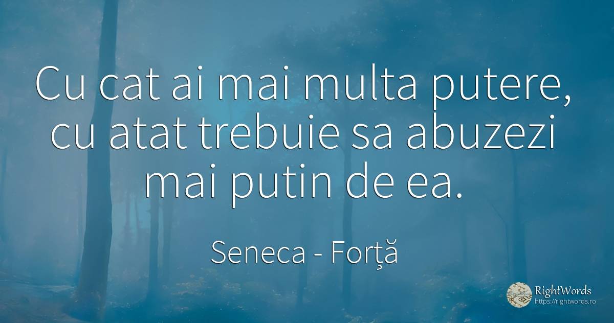 Cu cat ai mai multa putere, cu atat trebuie sa abuzezi... - Seneca (Seneca The Younger), citat despre forță, putere