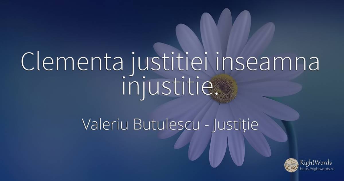 Clementa justitiei inseamna injustitie. - Valeriu Butulescu, citat despre justiție
