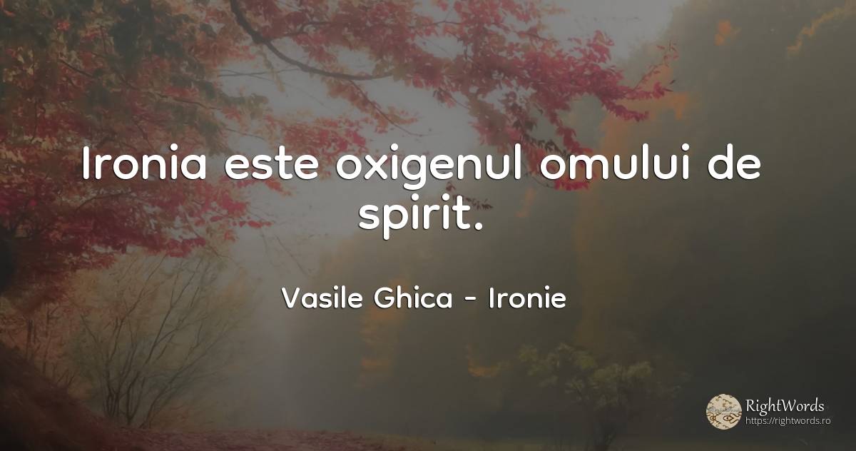Ironia este oxigenul omului de spirit. - Vasile Ghica, citat despre ironie, spirit