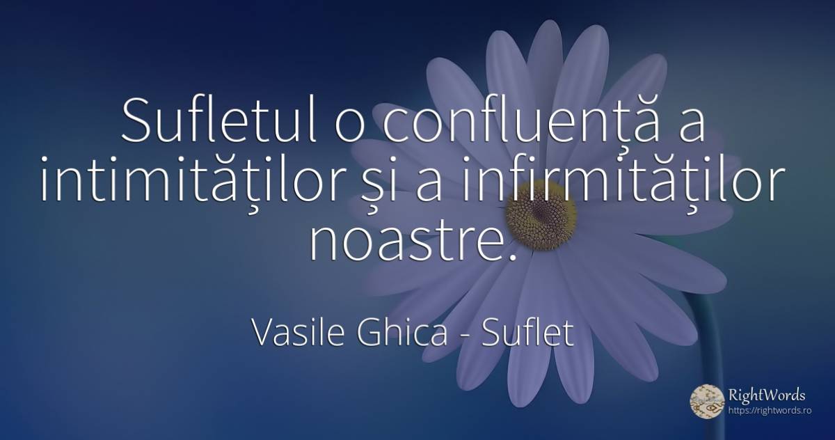 Sufletul o confluență a intimităților și a infirmităților... - Vasile Ghica, citat despre suflet