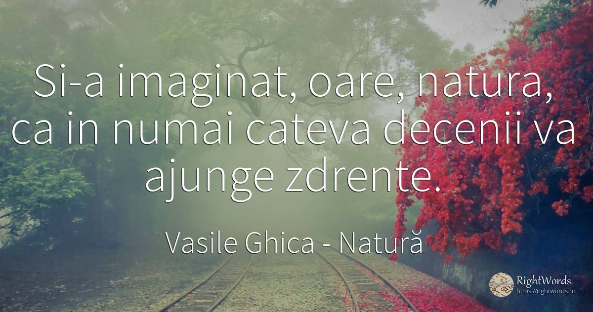 Si-a imaginat, oare, natura, ca in numai cateva decenii... - Vasile Ghica, citat despre natură