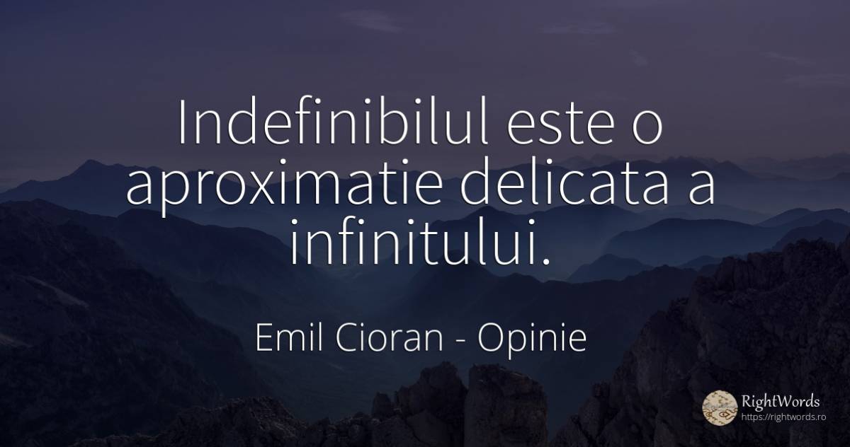Indefinibilul este o aproximatie delicata a infinitului. - Emil Cioran, citat despre opinie
