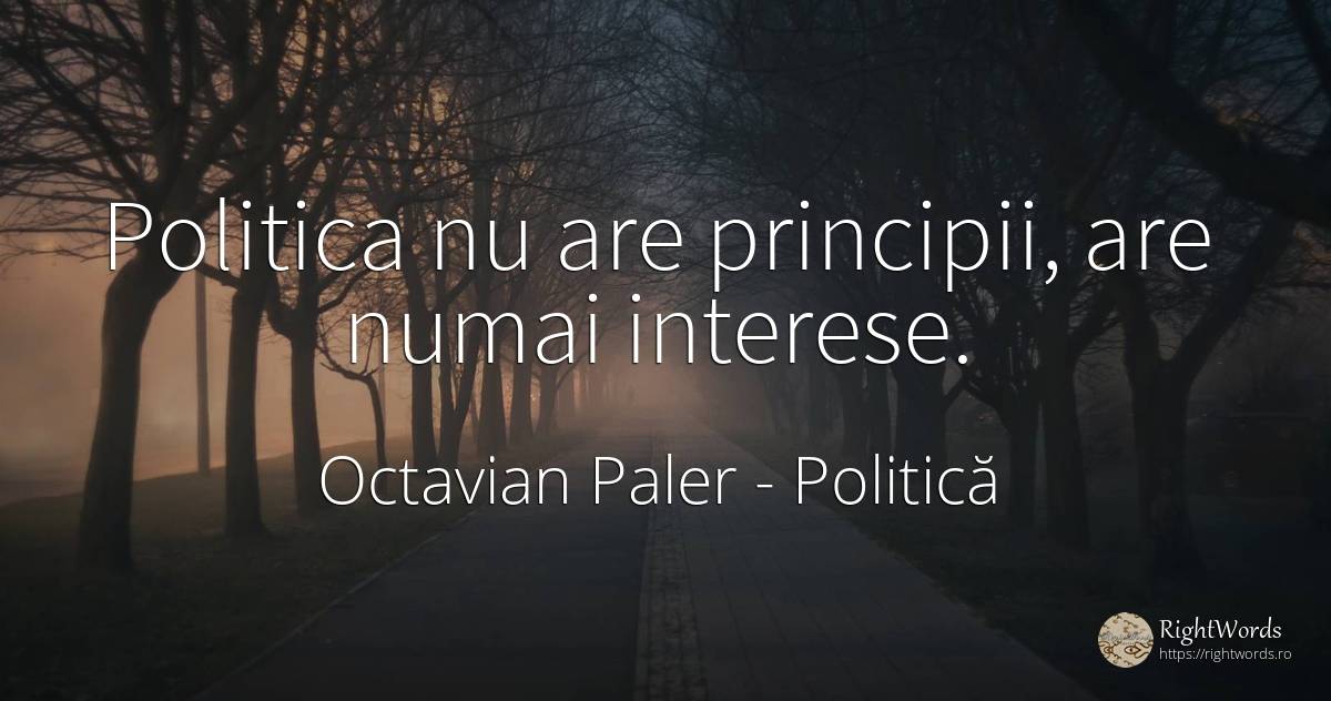 Politica nu are principii, are numai interese. - Octavian Paler, citat despre politică, principiu