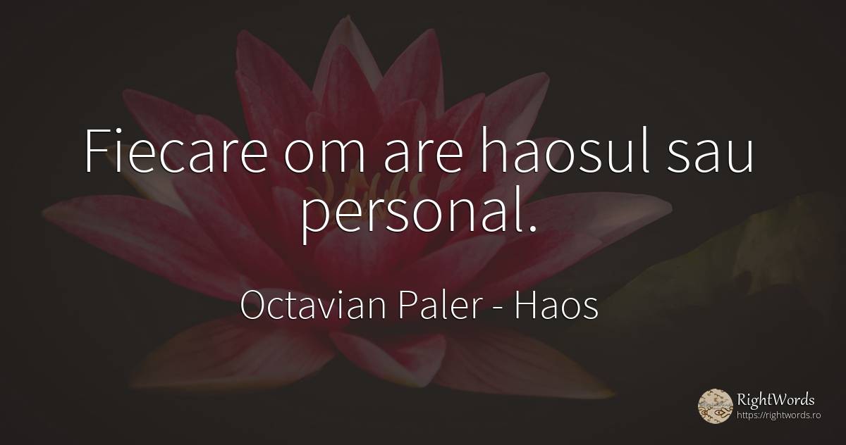 Fiecare om are haosul sau personal. - Octavian Paler, citat despre haos, viață