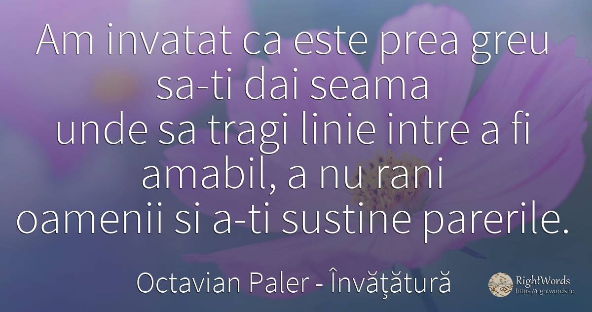 Am invatat ca este prea greu sa-ti dai seama unde sa... - Octavian Paler, citat despre învățătură, oameni