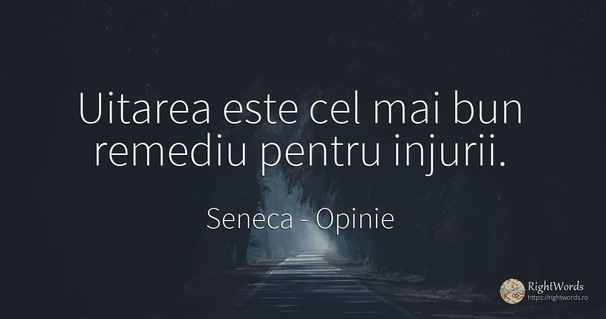 Uitarea este cel mai bun remediu pentru injurii. - Seneca (Seneca The Younger), citat despre opinie, uitare