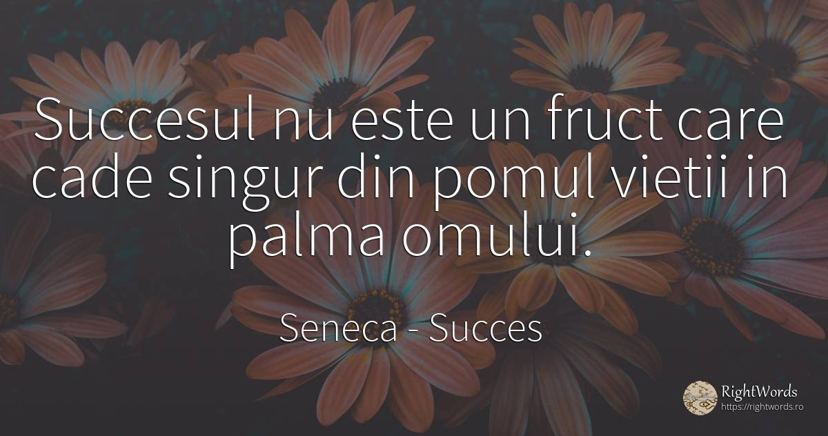 Succesul nu este un fruct care cade singur din pomul... - Seneca (Seneca The Younger), citat despre succes, singurătate, viață
