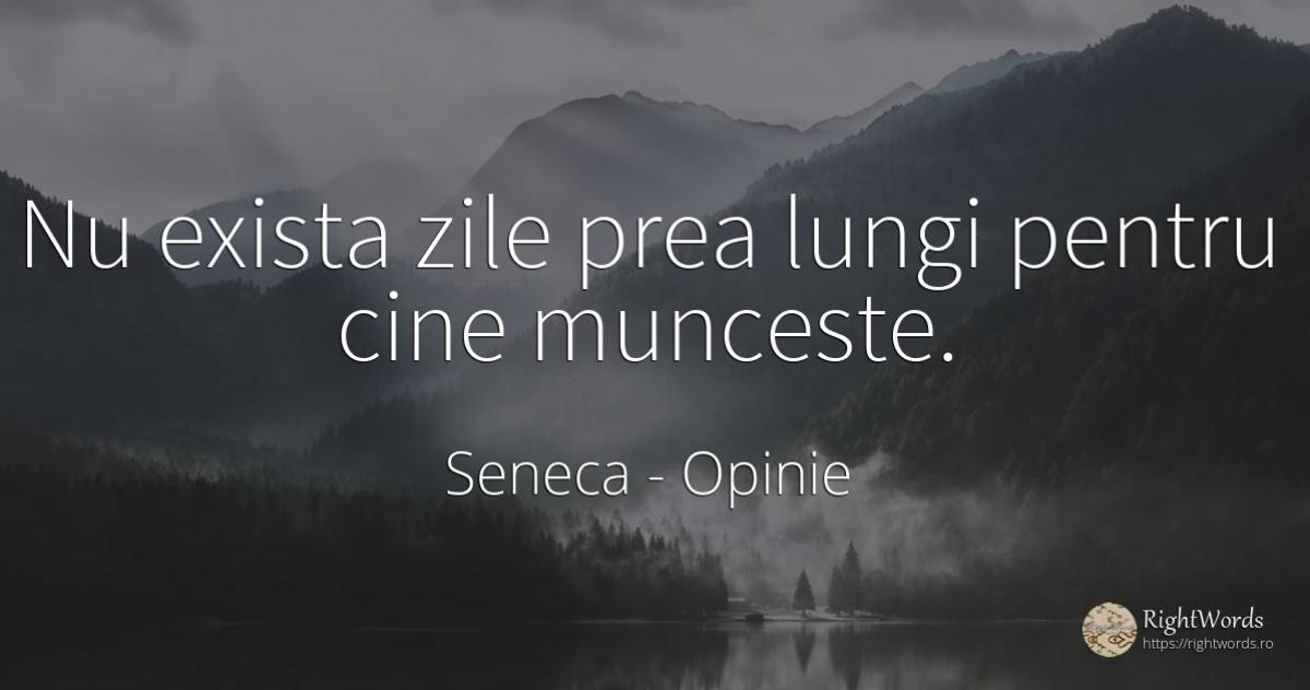 Nu exista zile prea lungi pentru cine munceste. - Seneca (Seneca The Younger), citat despre opinie, muncă, zi
