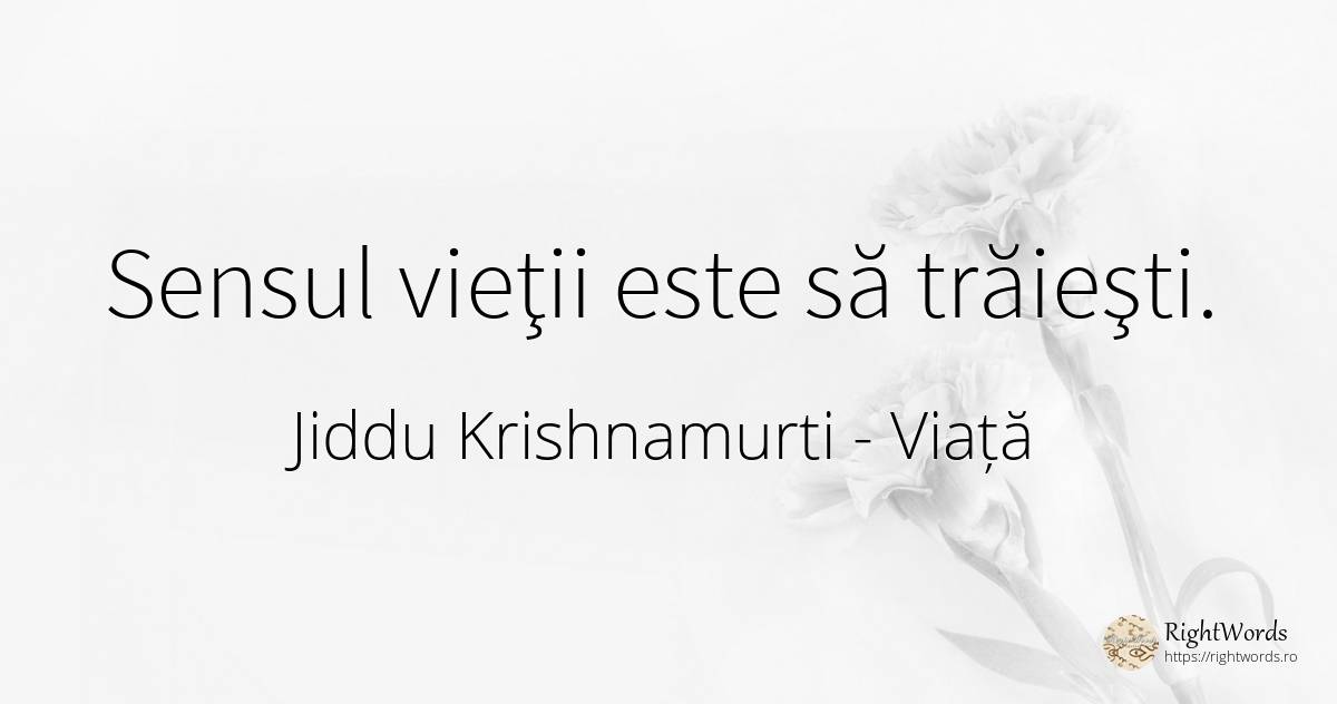 Sensul vieţii este să trăieşti. - Jiddu Krishnamurti, citat despre viață