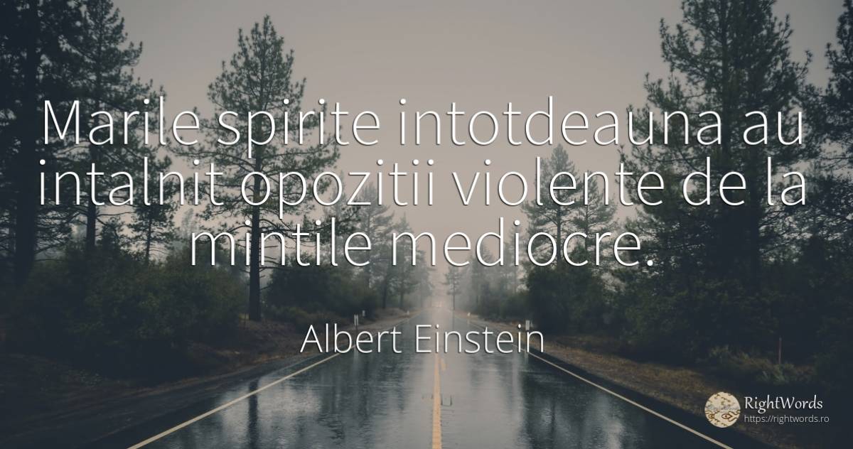 Marile spirite intotdeauna au intalnit opozitii violente... - Albert Einstein