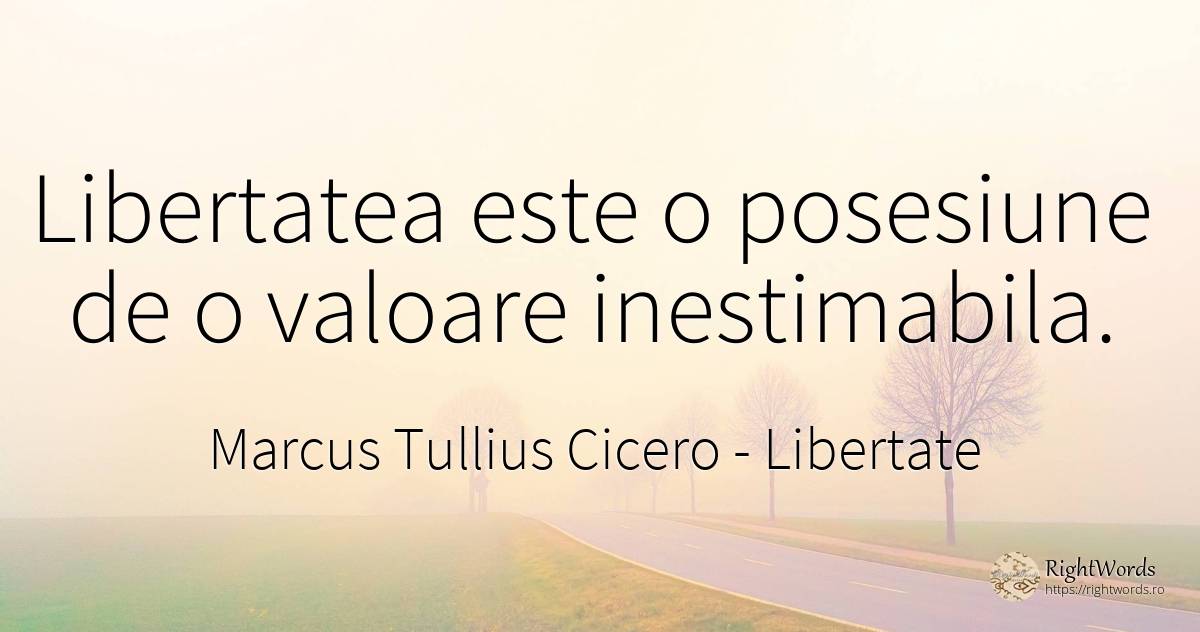 Libertatea este o posesiune de o valoare inestimabila. - Marcus Tullius Cicero, citat despre libertate, valoare
