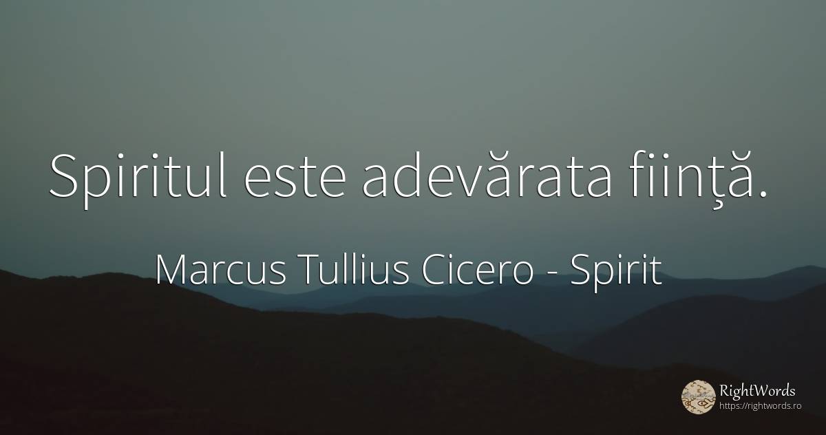 Spiritul este adevărata ființă. - Marcus Tullius Cicero, citat despre spirit, opinie, ființă