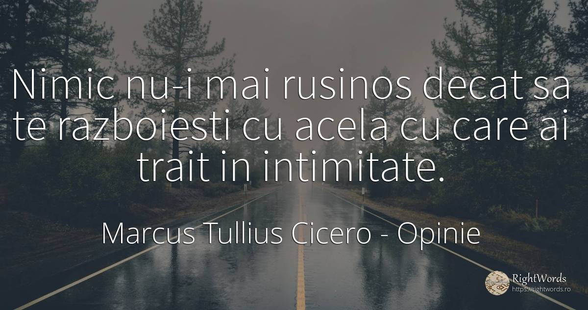 Nimic nu-i mai rusinos decat sa te razboiesti cu acela cu... - Marcus Tullius Cicero, citat despre opinie, intimitate, rușine, nimic