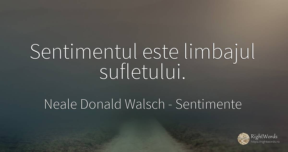 Sentimentul este limbajul sufletului. - Neale Donald Walsch, citat despre sentimente, conversație, suflet, dumnezeu