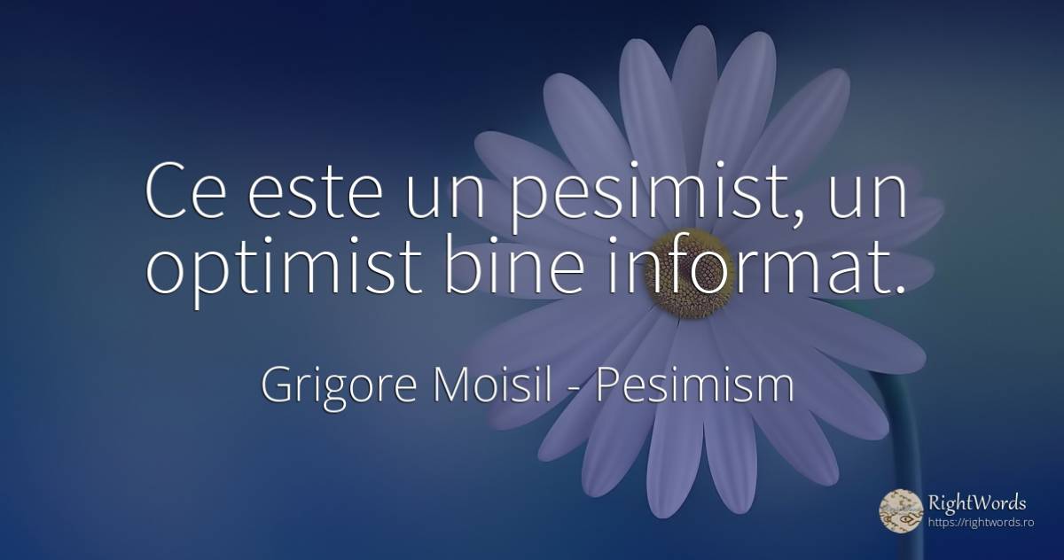 Ce este un pesimist, un optimist bine informat. - Grigore Moisil, citat despre pesimism, optimism, bine