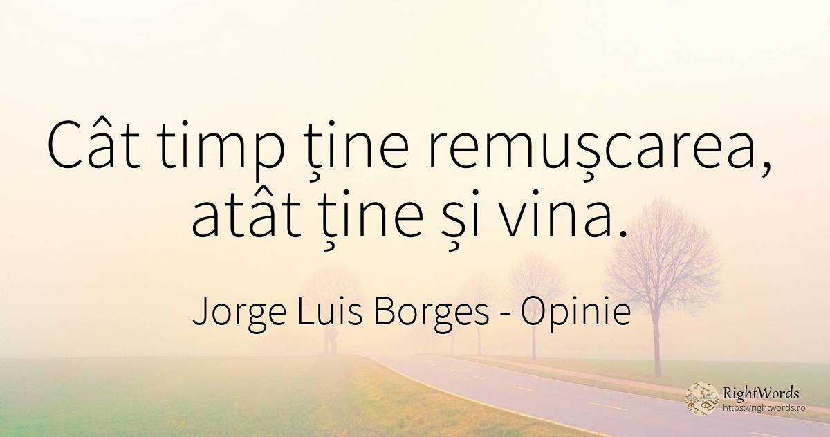 Cât timp ține remușcarea, atât ține și vina. - Jorge Luis Borges, citat despre opinie, vinovăție, cărți, timp