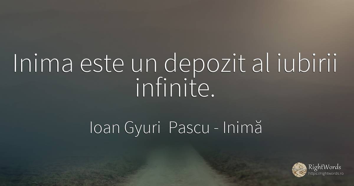 Inima este un depozit al iubirii infinite. - Ioan Gyuri Pascu, citat despre inimă, căutare, iubire