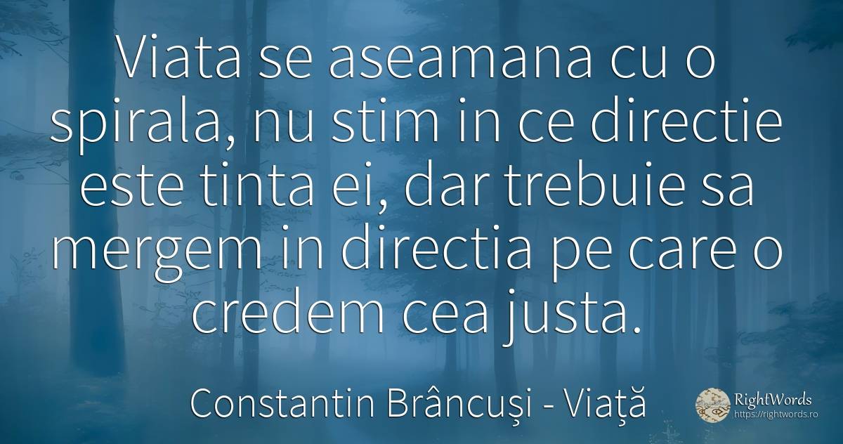 Viata se aseamana cu o spirala, nu stim in ce directie... - Constantin Brâncuși, citat despre viață