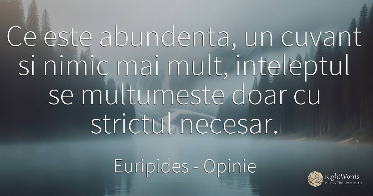 Ce este abundenta, un cuvant si nimic mai mult, ... - Euripides, citat despre opinie, înțelepciune, necesitate, cuvânt, nimic