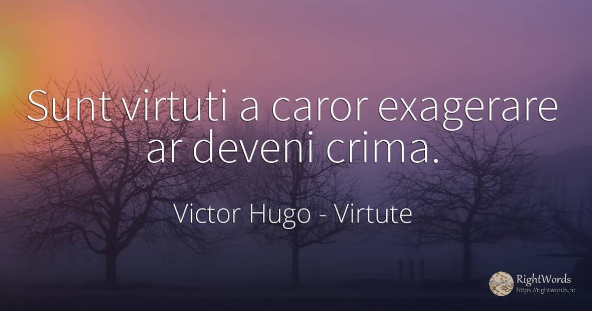 Sunt virtuti a caror exagerare ar deveni crima. - Victor Hugo, citat despre virtute, crimă, infractori