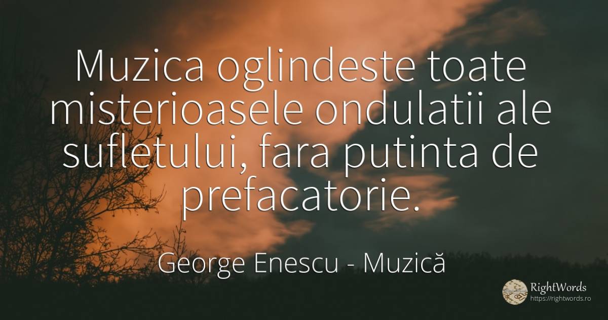 Muzica oglindeste toate misterioasele ondulatii ale... - George Enescu, citat despre muzică, suflet