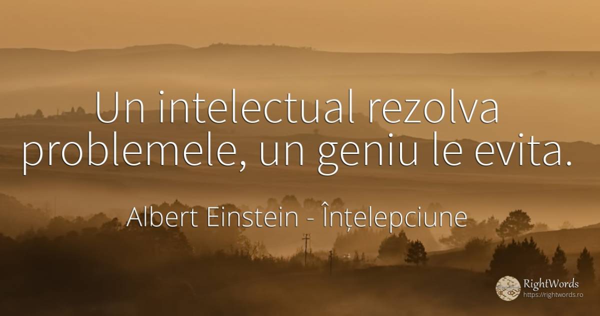 Un intelectual rezolva problemele, un geniu le evita. - Albert Einstein, citat despre înțelepciune, probleme, geniu