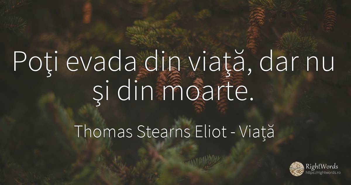 Poţi evada din viaţă, dar nu şi din moarte. - Thomas Stearns Eliot, citat despre viață, moarte