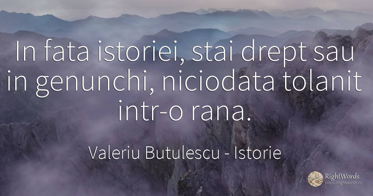 In fata istoriei, stai drept sau in genunchi, niciodata... - Valeriu Butulescu, citat despre istorie, față