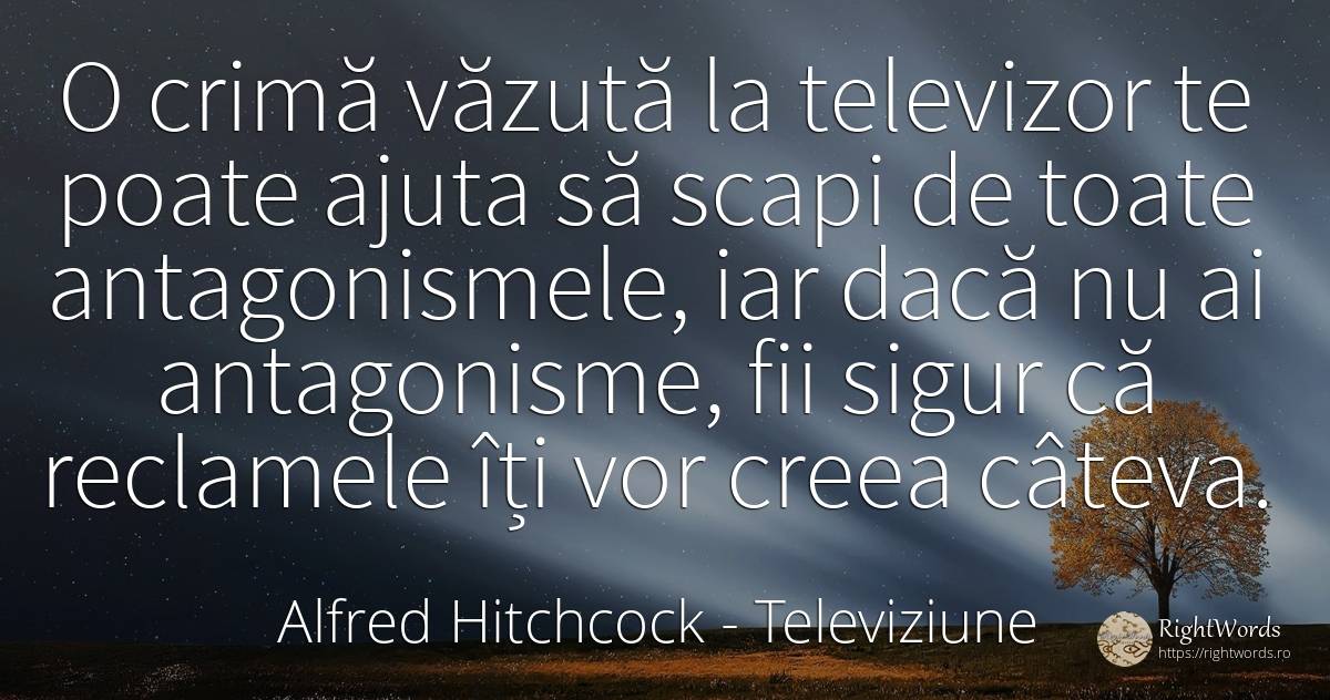 O crima vazuta la televizor te poate ajuta sa scapi de... - Alfred Hitchcock, citat despre televiziune, publicitate, crimă, siguranță