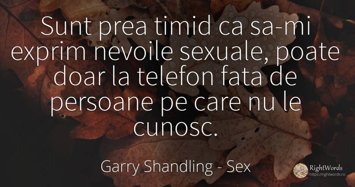 Sunt prea timid ca sa-mi exprim nevoile sexuale, poate... - Garry Shandling, citat despre sex, nevoie, față