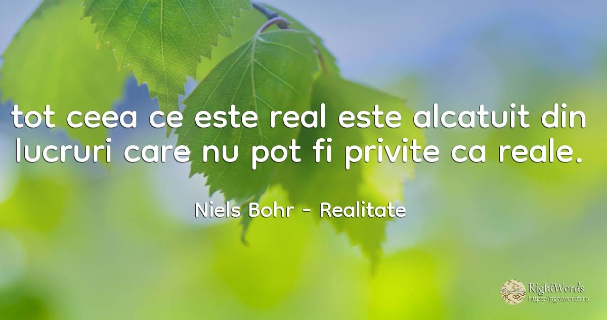 tot ceea ce este real este alcatuit din lucruri care nu... - Niels Bohr, citat despre realitate, lucruri
