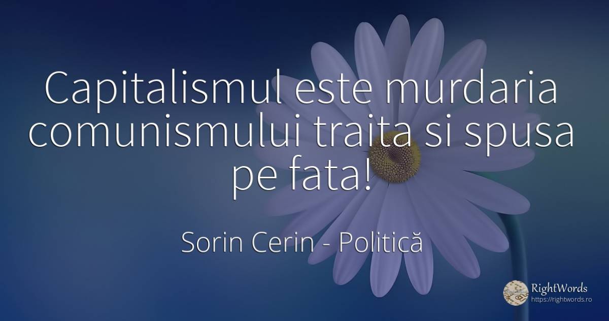 Capitalismul este murdaria comunismului traita si spusa... - Sorin Cerin, citat despre politică, capitalism, față