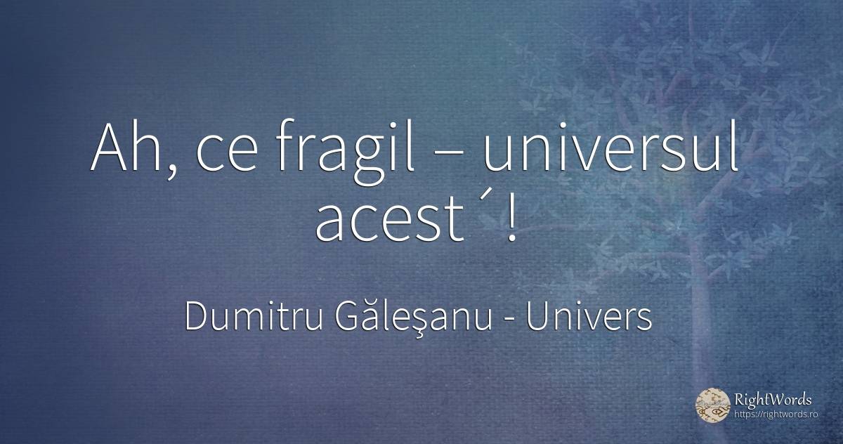 Ah, ce fragil – universul acest´! - Dumitru Găleşanu, citat despre univers