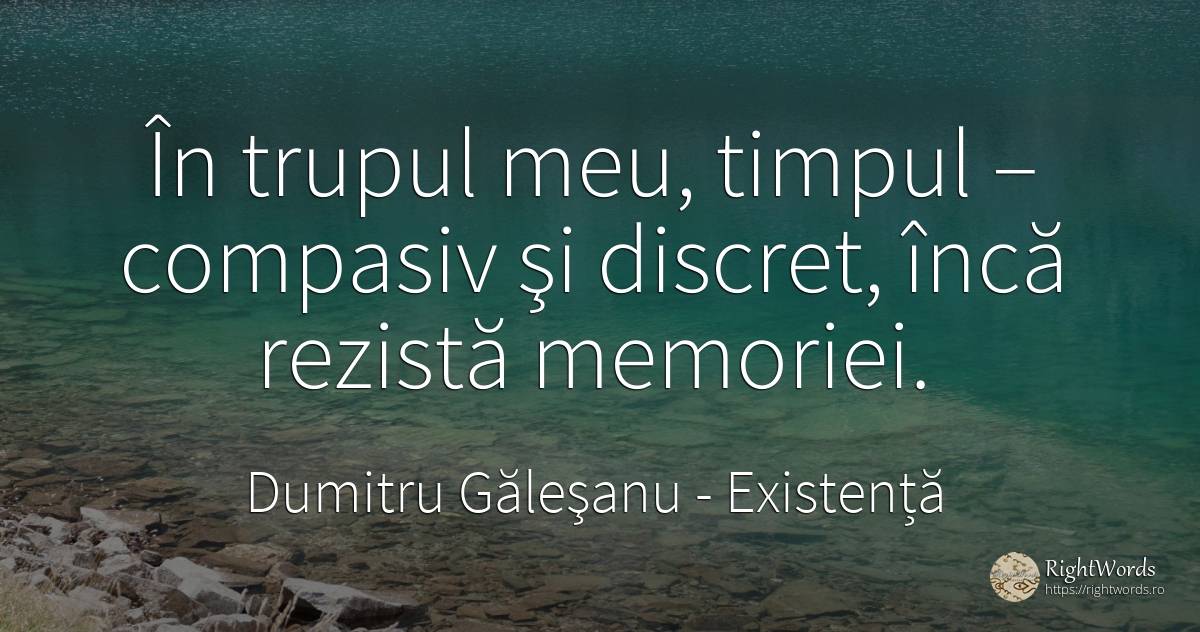 În trupul meu, timpul – compasiv şi discret, încă rezistă... - Dumitru Găleşanu, citat despre existență