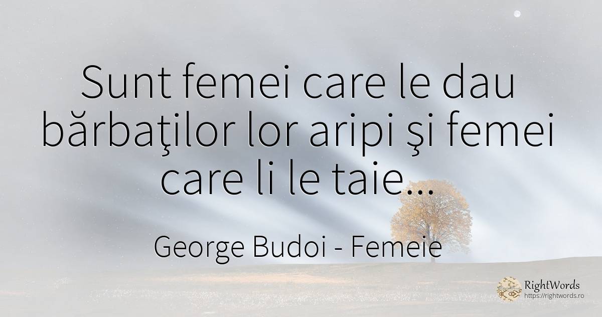 Sunt femei care le dau bărbaţilor lor aripi şi femei care... - George Budoi, citat despre femeie