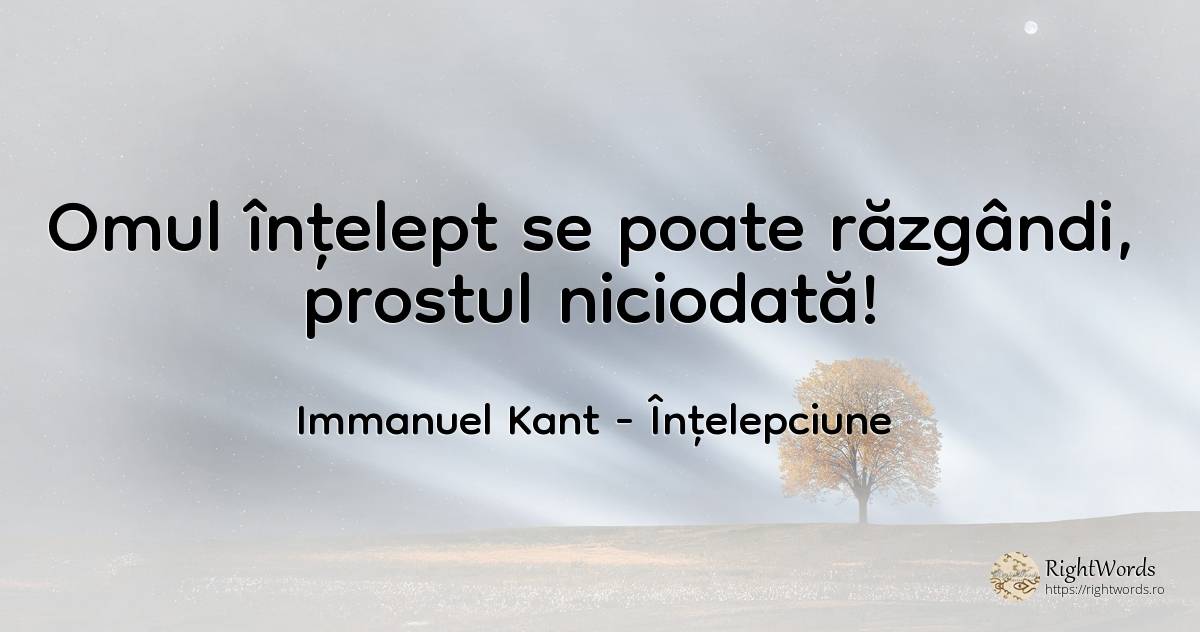 Omul înțelept se poate răzgândi, prostul niciodată! - Immanuel Kant, citat despre înțelepciune