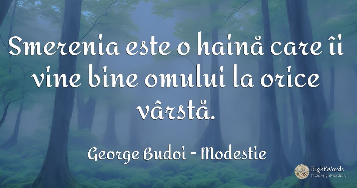 Smerenia este o haină care îi vine bine omului la orice... - George Budoi, citat despre modestie