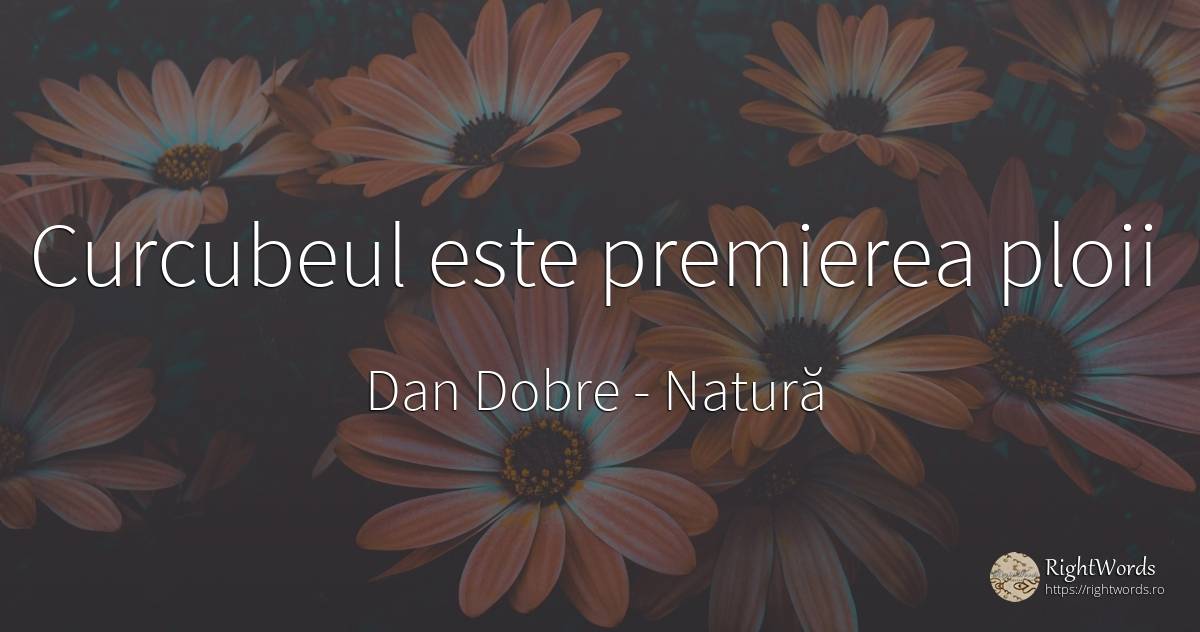 Curcubeul este premierea ploii - Dan Dobre, citat despre natură