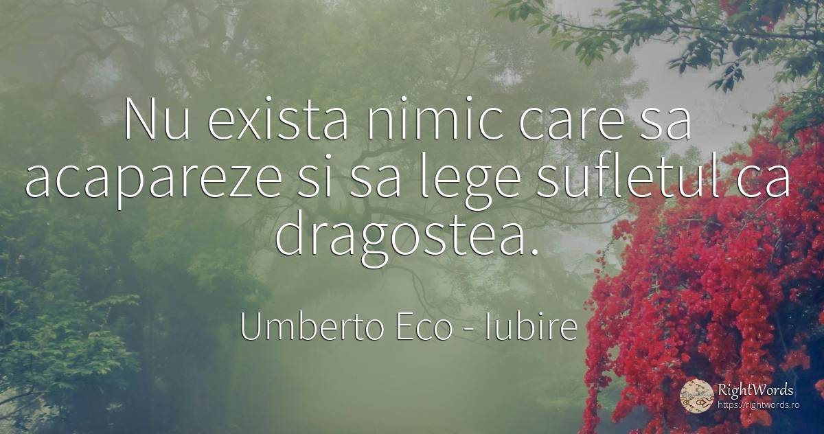Nu exista nimic care sa acapareze si sa lege sufletul ca... - Umberto Eco, citat despre iubire, lege, suflet, nimic