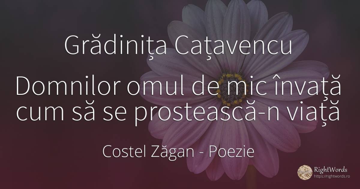 Grădinița Cațavencu Domnilor omul de mic învață cum să se... - Costel Zăgan, citat despre poezie, oameni, viață